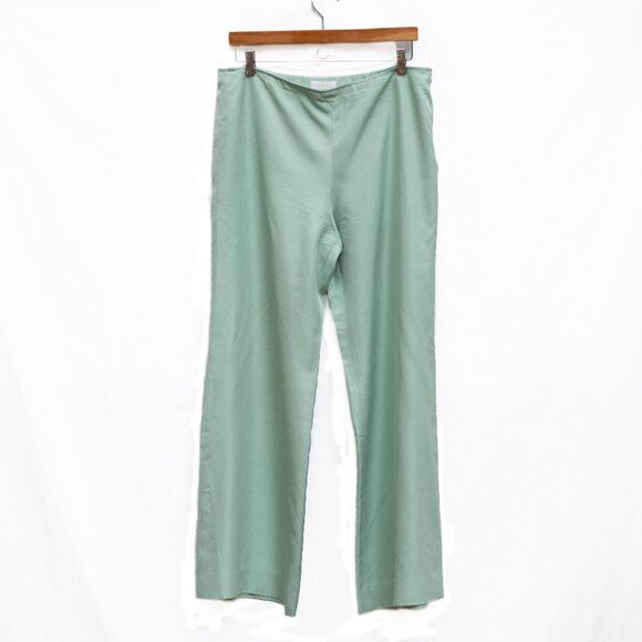 Brioni Pants - VTG Brioni 100% Silk Wide-Leg Pants W35 L31 Mint Green Y2K Italy Quiet Luxury